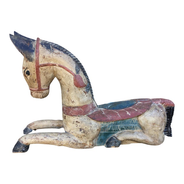 Antique Indian / Rajasthani Hand Carved Wooden Horse For Sale