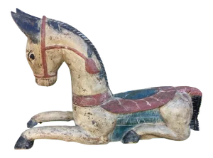 Antique Indian / Rajasthani Hand Carved Wooden Horse