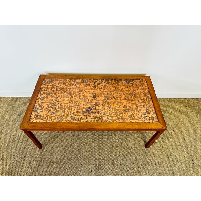 Mid-Century Modern Scandinavian Coffee Table in Teak and Copper, 1960s For Sale - Image 3 of 13