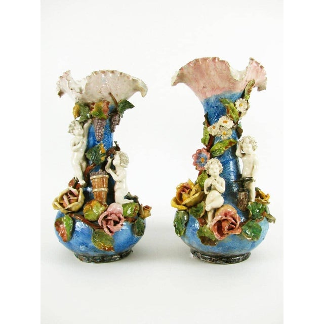 Liberty Vases in Polychrome Ceramic, 1890s, Set of 2 For Sale - Image 6 of 6