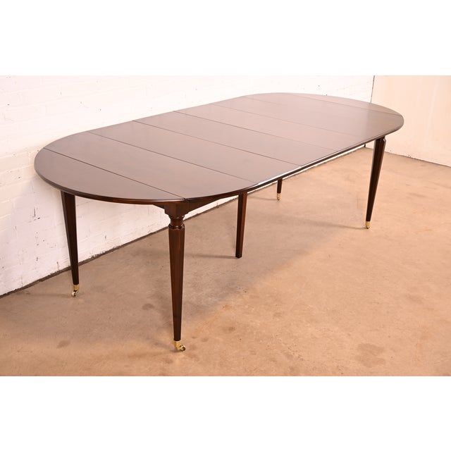 French Kindel Furniture French Regency Louis XVI Cherry Wood Extension Dining Table, Newly Refinished For Sale - Image 3 of 12