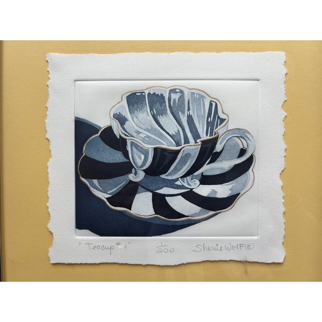English Limited Edition Blue and Gold Teacup Print For Sale - Image 3 of 4