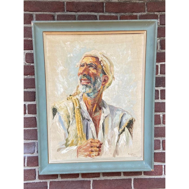 1954 A. Shitzas Tehran Oil Portrait Painting For Sale - Image 12 of 12