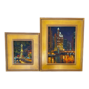 Jennifer Smith Rogers Chicago Cityscape Oils (Pair), 2008 – Framed – Wells Gallery Provenance