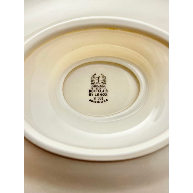 1980s 1980s Lenox “Montclair” Bone China Gravy or Sauce Boat W/Attached Under-Plate For Sale - Image 5 of 5