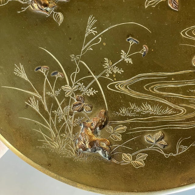 Fine Antique Meiji Japanese Mixed Metal Display Plate Charger Bronze Gilt Monkey For Sale - Image 12 of 13