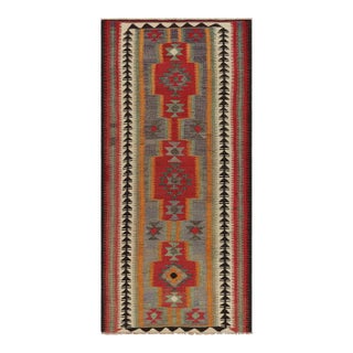 1950s Vintage Kurdish Kilim Rug in Red and Blue, Multicolor Geometric Patterns For Sale
