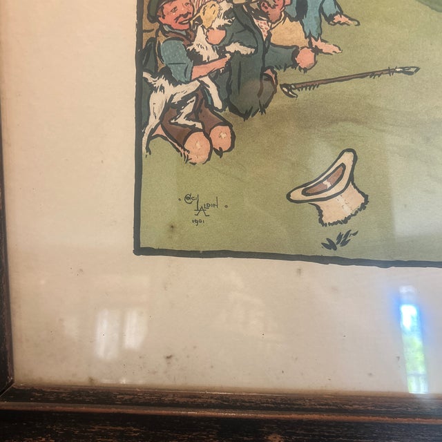 English 1901 Cecil Aldin Blue Market Races “The Finish” Lithograpg in Orig Frame For Sale - Image 3 of 5