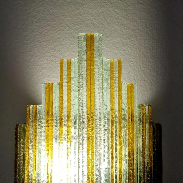 Italian Modern Stacked Murano Glass Wall Lamp attributed to Poliarte, Italy, 1970s For Sale - Image 6 of 10