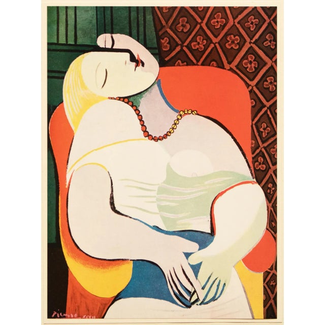 An excellent vintage period full-color print after Cubist painting "Le Rêve" (Dream, 1943) by Pablo Picasso. Printed in...