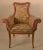 Pair of stylish occasional chairs, carved wood frames, with upholstered seat, arms and back Will need to be reupholstered.