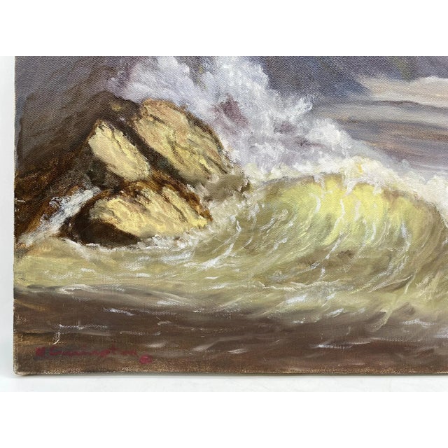 Coastal 1940s East Coast Original Signed Oil Painting Seascape For Sale - Image 3 of 13