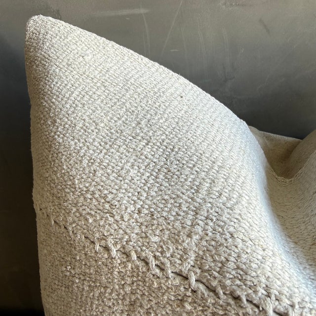 Mid-Century Modern Vintage Rug Pillow Cover With Original Seams For Sale - Image 3 of 7