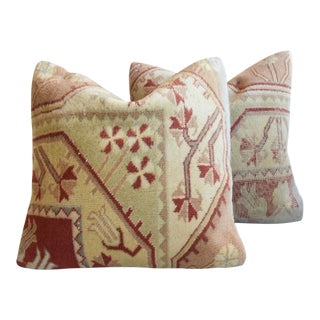 Turkish Wool Carpet Rug Feather/Down Pillows - a Pair For Sale