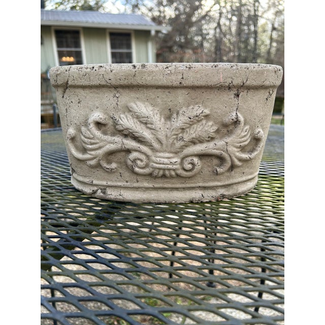 Contemporary Cast Stone Oval Trough Planter Chairish