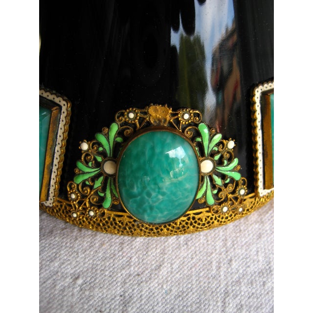 1920s Art Deco Heinrich Hoffman Style Glass Jeweled Perfume Bottle For Sale - Image 6 of 9