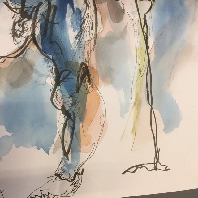 Abstract Original Ink & Watercolor Abstract Painting For Sale - Image 3 of 5