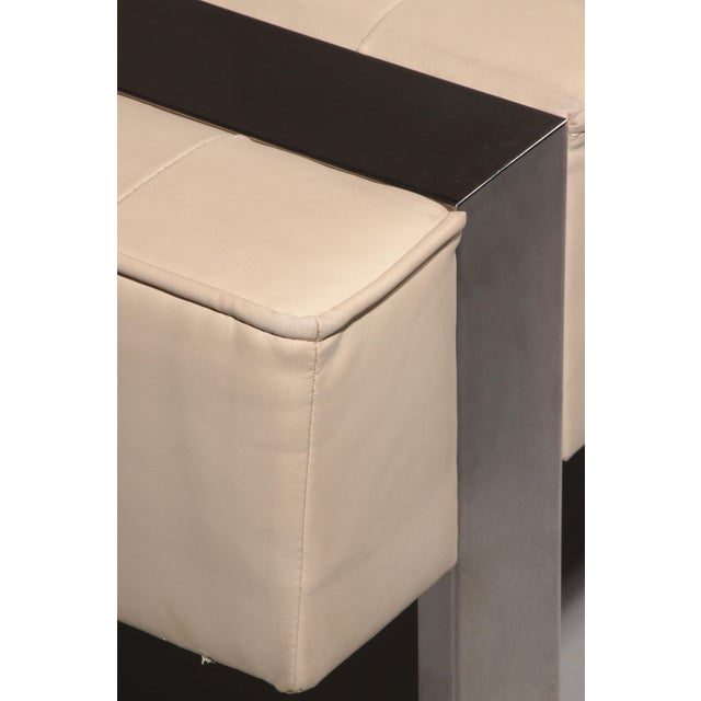 German Leather Bench with Chrome Base, 1980 For Sale - Image 4 of 13