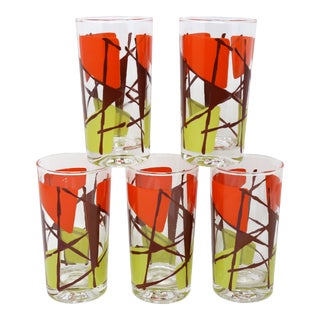 1960's Mid-Century Modern Abstract Glassware - Set of 5 For Sale