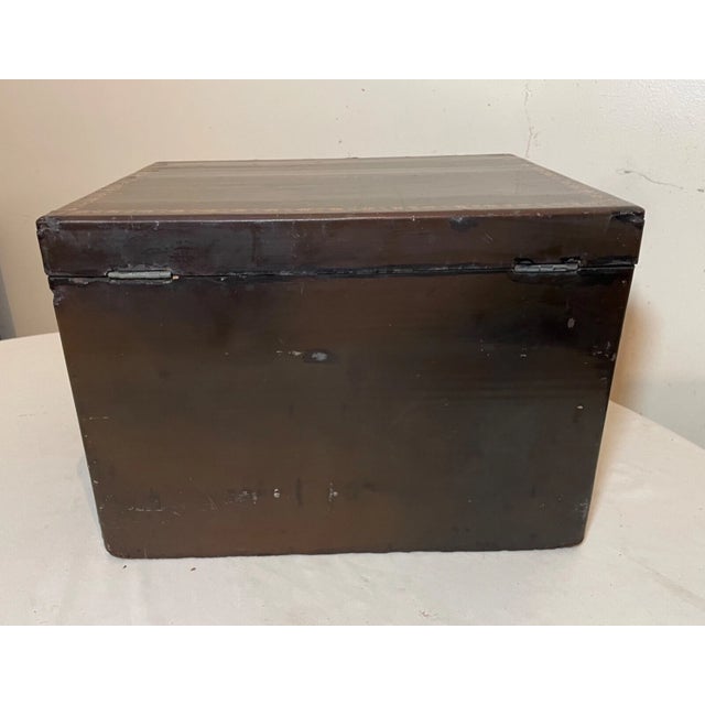 Large Antique 1800's Handmade J Bramah London Lacquered Wood Pewter Humidor Box For Sale - Image 9 of 17