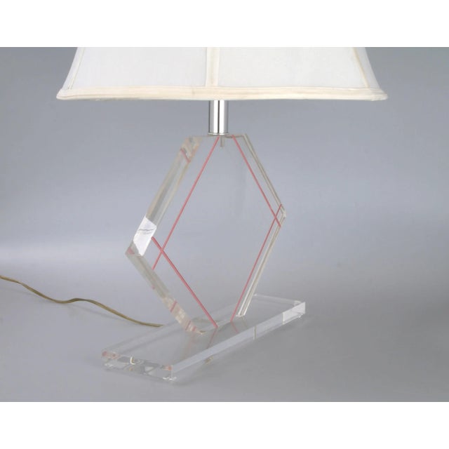 Contemporary Vintage Lucite and Chrome Table Lamp For Sale - Image 3 of 9