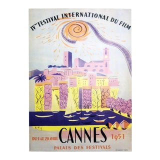 1951 A.M. Rodicq "Cannes Film Festival" Poster For Sale