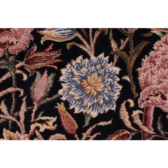 Floral 1990's Pak-Persian Black/Black Wool Rug - 3'0'' X 5'1'' For Sale - Image 4 of 9