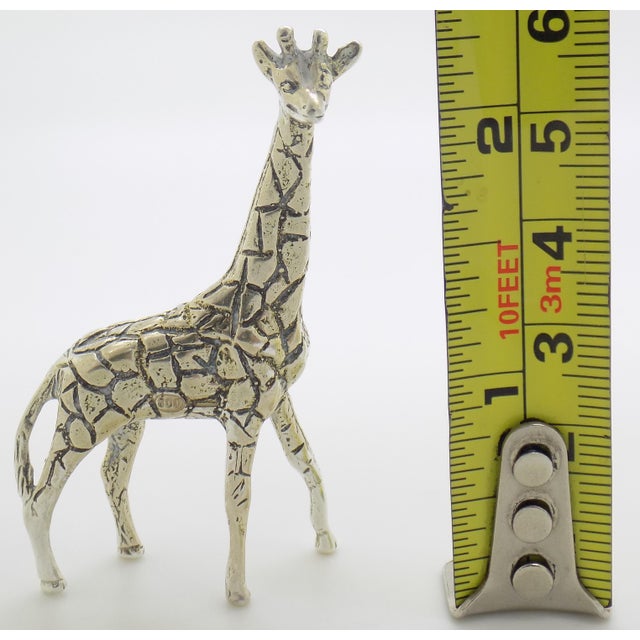Vintage Italian Handmade Genuine Silver Giraffe Figurine Large Miniature Vicenza 800 Continental Silver Animal Sculpture Cabinet Curiosity For Sale - Image 9 of 9