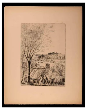 Jean Frélaut, Countryside, Original Etching, 19th-Century