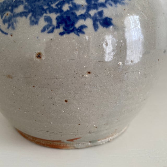 Antique Ceramic Bottle Vase With Cobalt Blue Blossom Vine Motif For Sale - Image 11 of 12