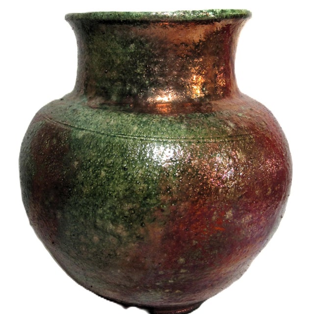 Art Deco Raku Studio Pottery Pot Signed For Sale - Image 3 of 11