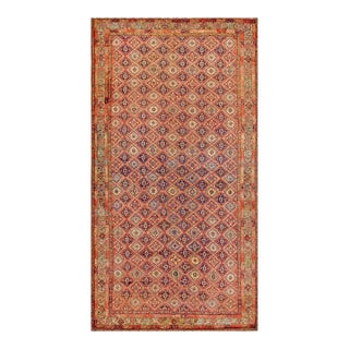 Singular Red Color With Small Dimond Pattern Design Antique W. Persian Senneh Rug For Sale