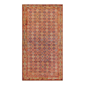 Singular Red Color With Small Dimond Pattern Design Antique W. Persian Senneh Rug