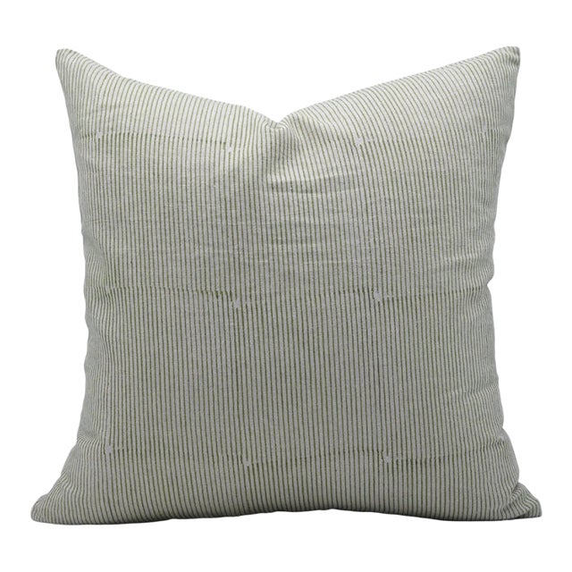 Square/Lumber Floral Block Printed Pillow Cover 20x20 Inch- Pure Linen - Lehar For Sale
