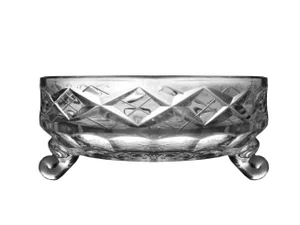 Round Cut Crystal 3 Footed Serving Candy Dish Bowl