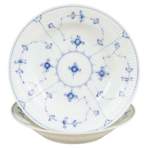 19th Century Deep Porcelain Plates with Blue Fluted Decoration from Bing & Grøndahl, 1890s, Set of 2 For Sale - Image 5 of 5