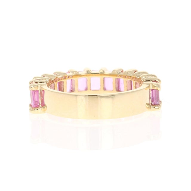 3.45 Carat Pink Sapphire Yellow Gold Ladies Band, Size 7 For Sale - Image 4 of 9