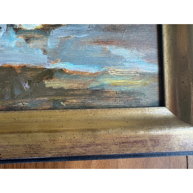 2024 Listed British Artist Oil Painting of Clouds on Winchester Beach, Custom Framed For Sale In Houston - Image 6 of 10