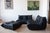 Black Leather Togo Two-Seat Sofa and Lounge Chair with Pouf by Michel Ducaroy for Ligne Roset, Set of 3 For Sale - Image 3 of 10