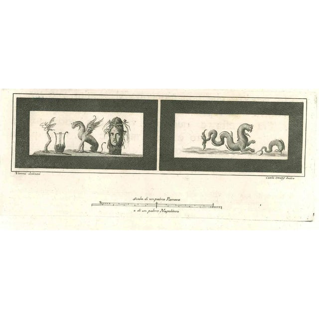 Carlo Oraty, Ancient Roman Fresco, Original Etching, 18th Century For Sale