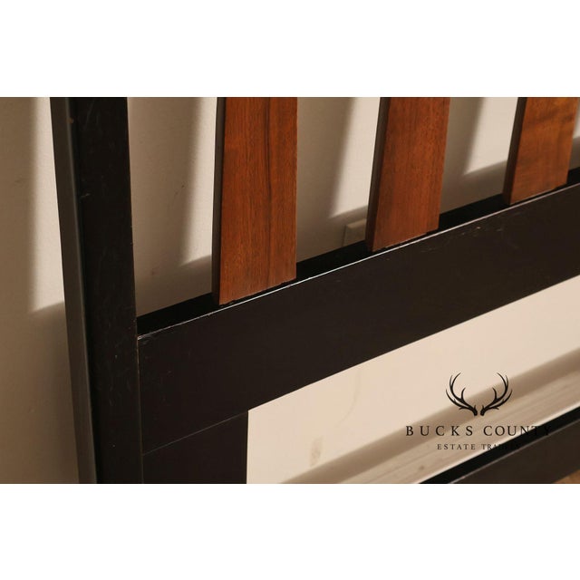 Mid Century Modern King Size Headboard with Ebony Frame and Walnut Bentwood Slats For Sale In Philadelphia - Image 6 of 18