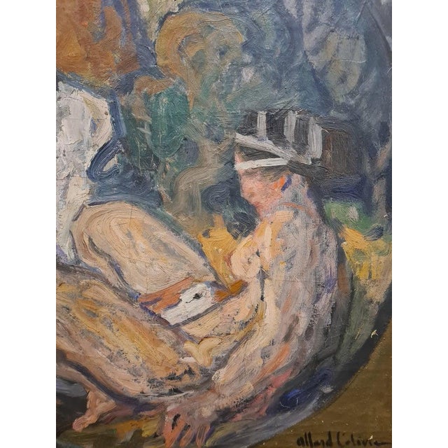 Textile Aesthetic Movement Allegorical Painting, Leda and the Swan, Early 20th Century by Fernand Allard l'Olivier For Sale - Image 7 of 12