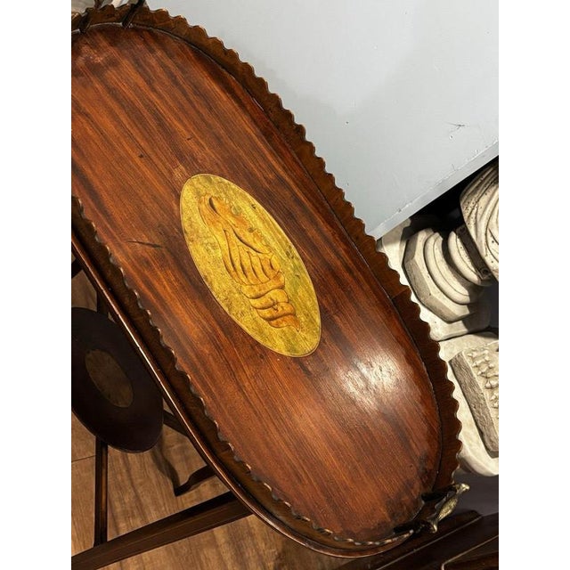 Antique English Wood Tray Top Serving Table For Sale - Image 3 of 12