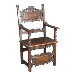 Fine Quality Antique Carved Walnut Spanish Colonial Throne Armchair
