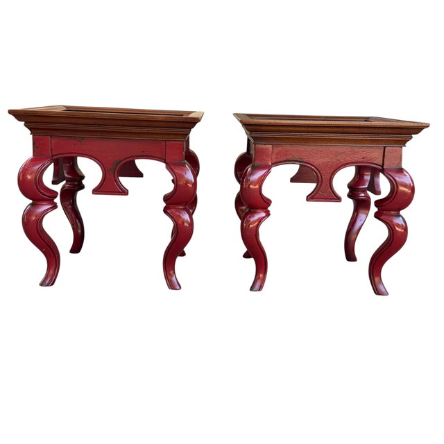Early 21st Century Hickory Chair Chinoiserie Style Red Lacquered Side Tables – A Pair For Sale - Image 11 of 17