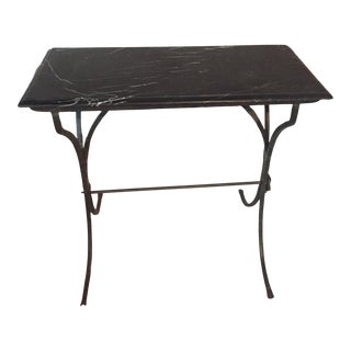 Early 20th Century Vintage Wrought Iron Console Table With Marble Top For Sale