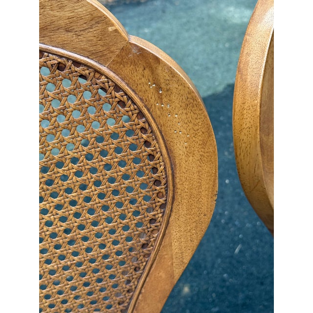 Wood White Wood Furniture Cane Back Farmhouse Chairs - Set of 4 For Sale - Image 7 of 12