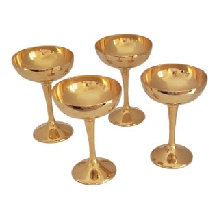 Mid 20th Century Mid-Century Modern International Silver Company Gold-Plated Champagne Coupes — Set of 4 For Sale