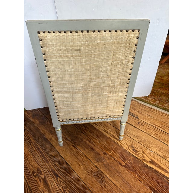 Raffia & Grey Painted Wood Club Chair by Oly Studio For Sale - Image 10 of 11