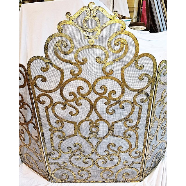 French 1990s French Rococo Louis XIV Style Gilt Fireplace Screen For Sale - Image 3 of 7